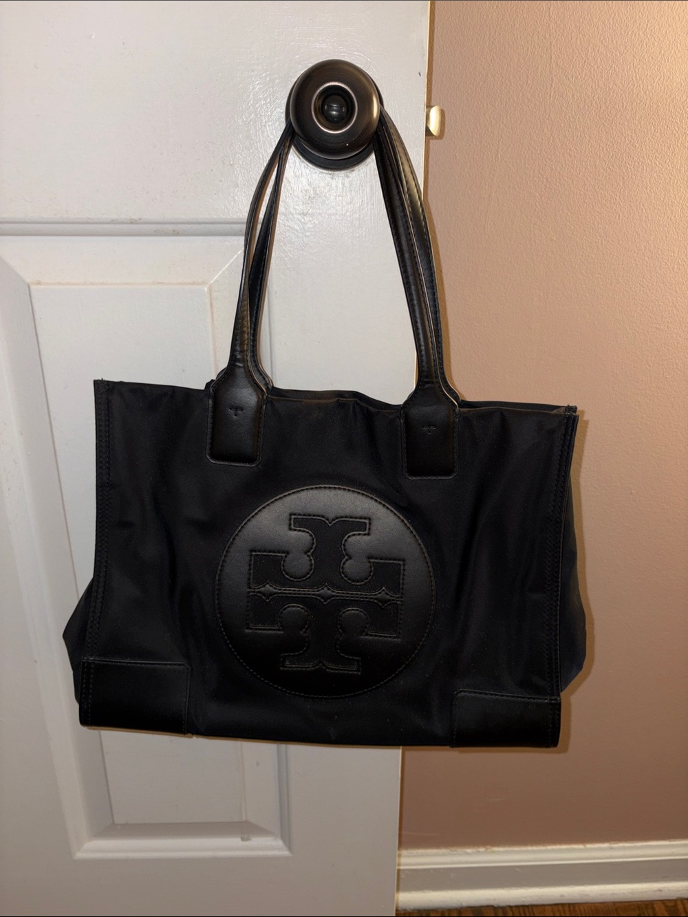 Tory Burch Black Nylon Ella Tote Small